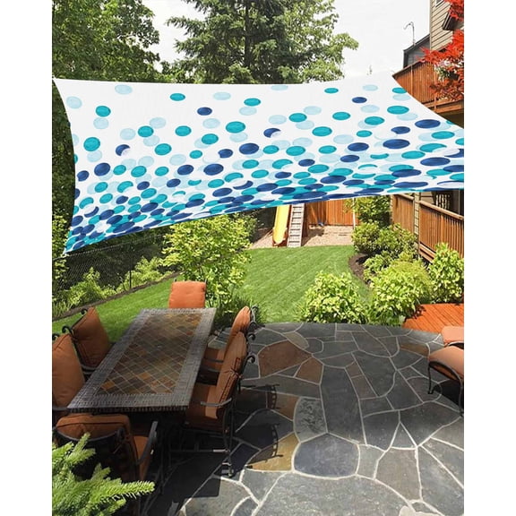 Sun Shade Sail 8x10Ft Farmhouse Aqua Dot Gradient Watercolor Uv Block Sunshade Canopy Outdoor Shade Cover Rectangle Shade Cloth For Patio Garden Yard Deck Pergola