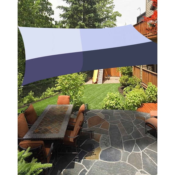 Sun Shade Sail 8x10Ft Geometric Ombre Gradient Navy Blue Uv Block Sunshade Canopy Outdoor Shade Cover Rectangle Shade Cloth For Patio Garden Yard Deck Pergola