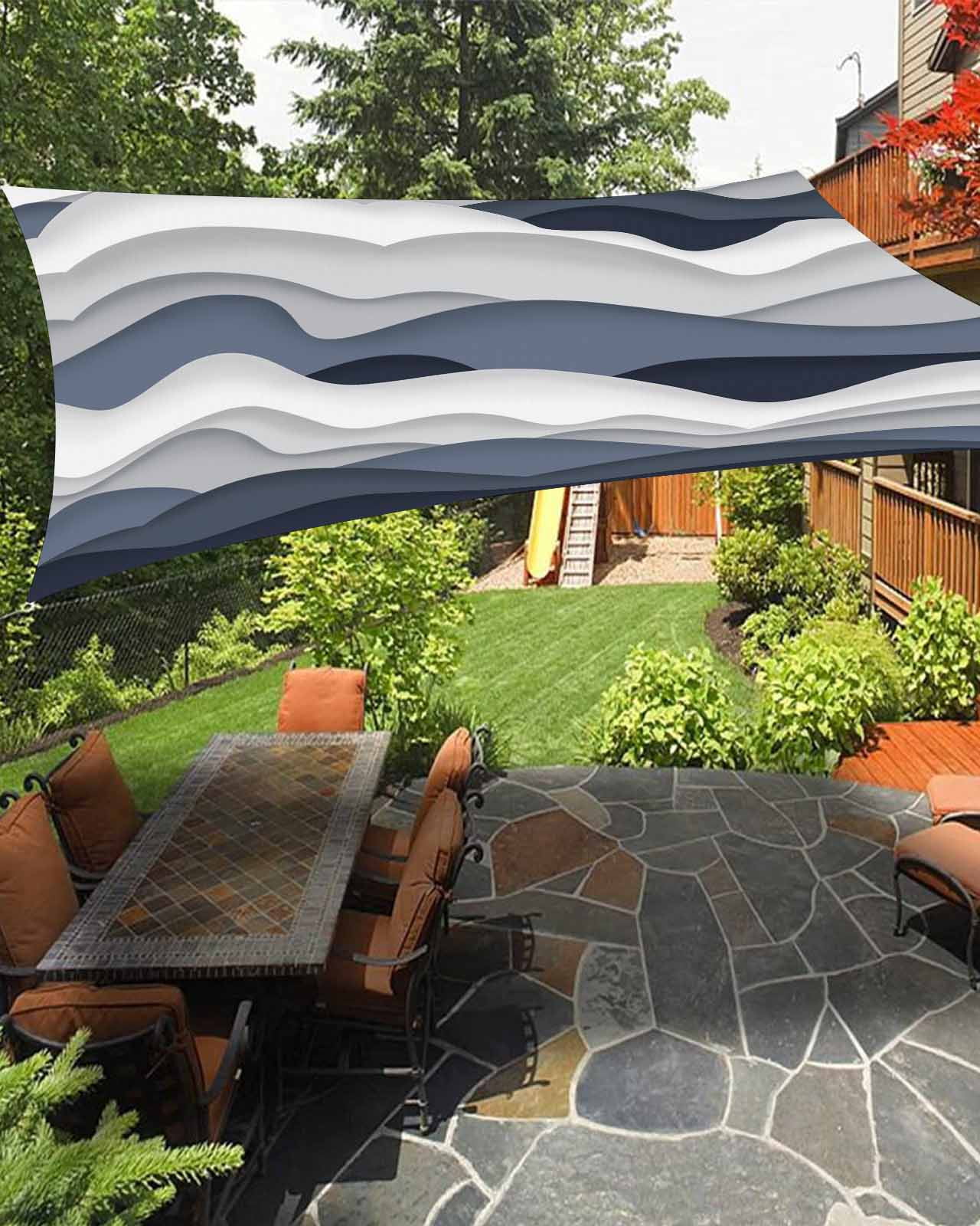 Retractable Wave Sun Shade Sail, UV Protection Sun Protection Pergola