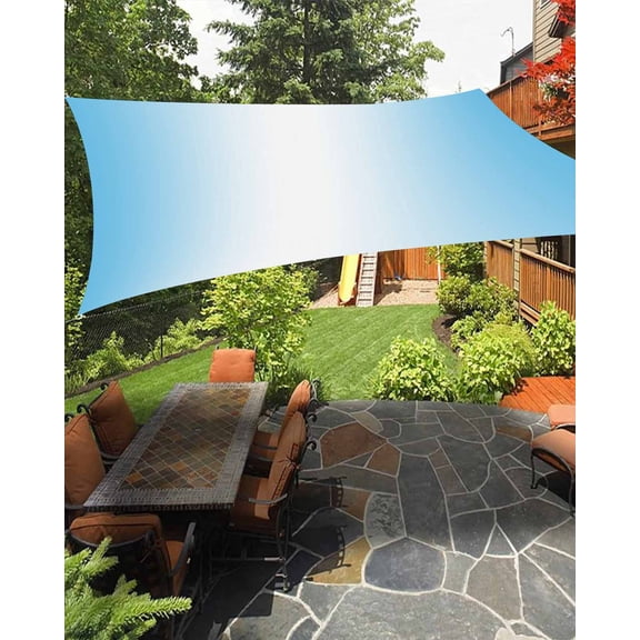 Sun Shade Sail 8x10Ft Light Blue and White Gradient Uv Block Sunshade Canopy Outdoor Shade Cover Rectangle Shade Cloth For Patio Garden Yard Deck Pergola