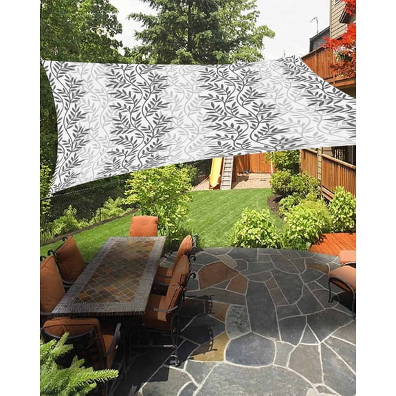 Sun Shade Sail 8x10Ft Modern Dlack and White Printing Art Design Uv Block Sunshade Canopy Outdoor Shade Cover Rectangle Shade Cloth For Patio Garden Yard Deck Pergola