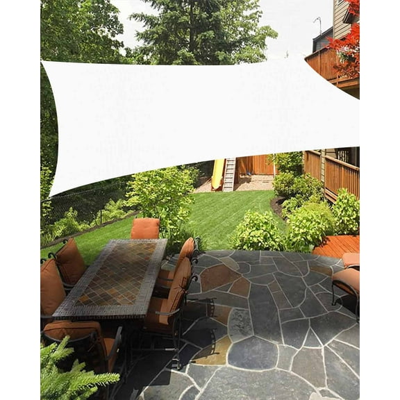 Sun Shade Sail 8x10Ft Pure White Solid Color Uv Block Sunshade Canopy Outdoor Shade Cover Rectangle Shade Cloth For Patio Garden Yard Deck Pergola
