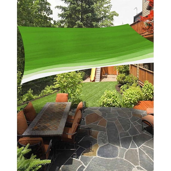 Sun Shade Sail 8x10Ft Watercolor Green and White Gradient Uv Block Sunshade Canopy Outdoor Shade Cover Rectangle Shade Cloth For Patio Garden Yard Deck Pergola