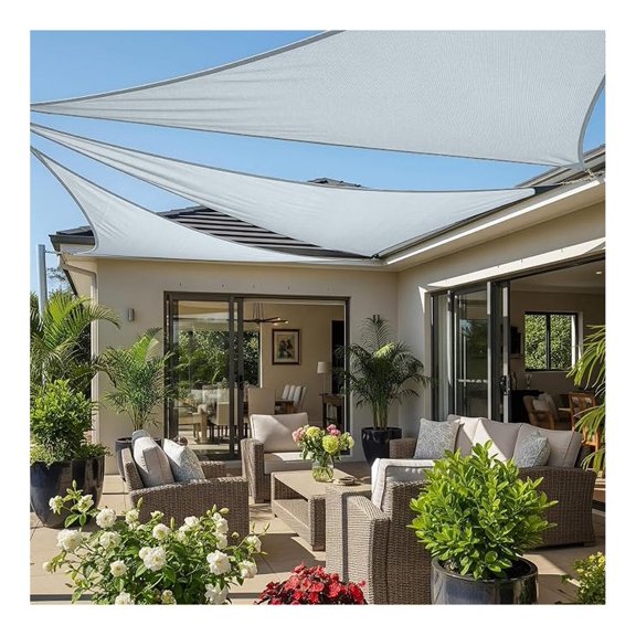 Sun Shade Sail 8x8x8 Triangle - Silver Grey Patio Shade, Outdoor UV Protection
