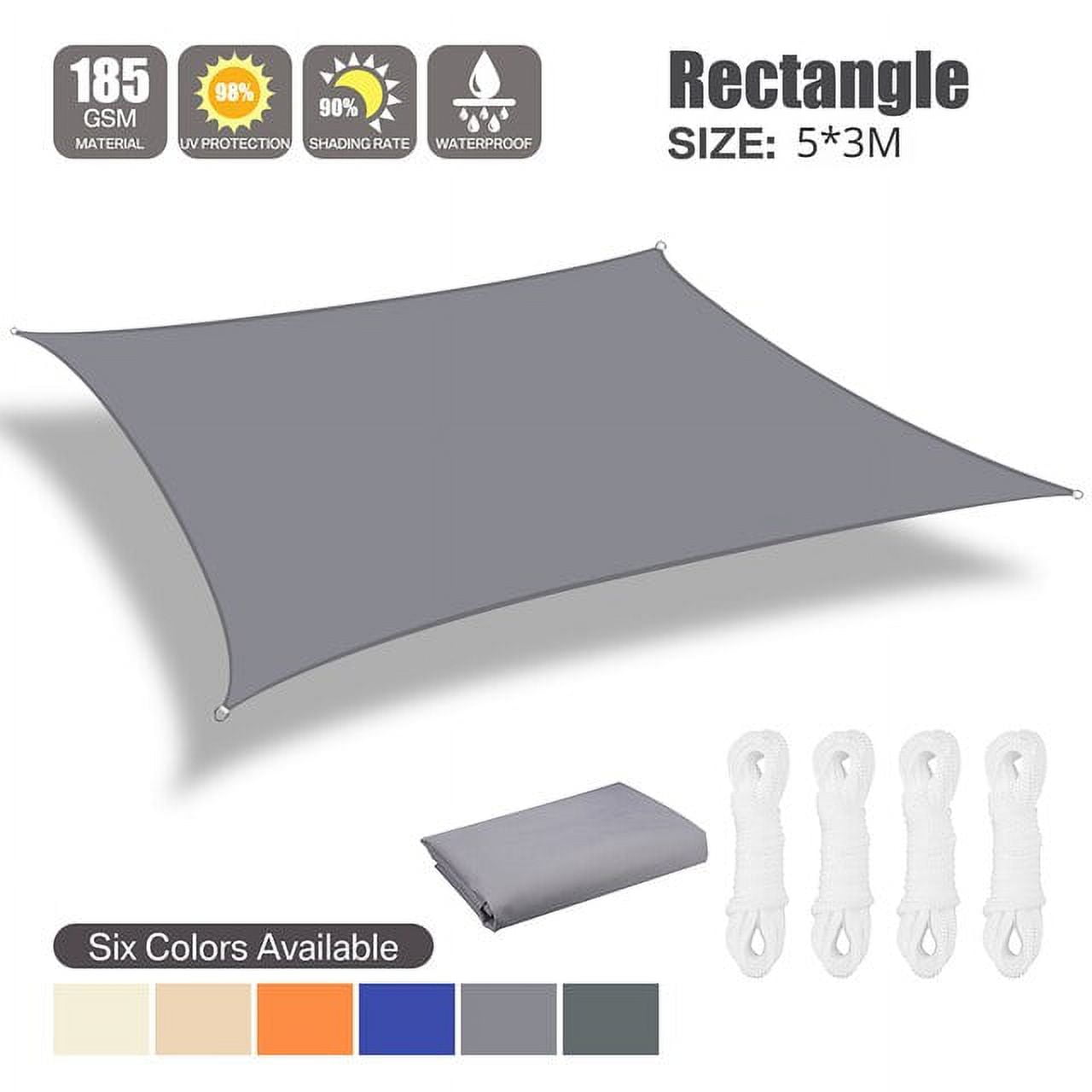 Sun Shade Sail 98 UV Block Sunshade Sails for Patios Backyard Carpark