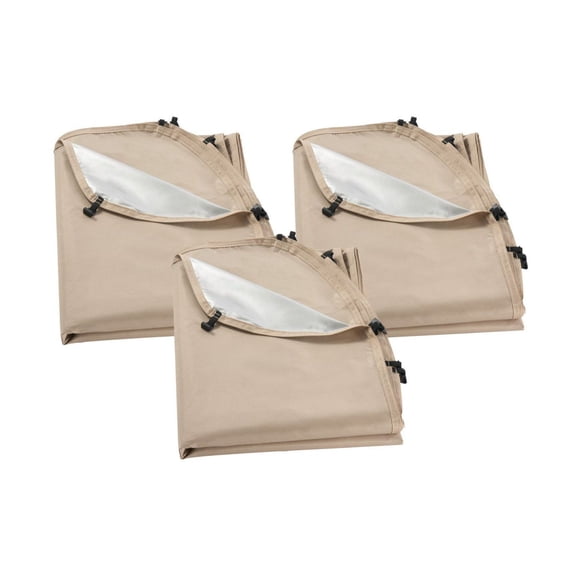 Sun Shade Sail Canopy Covers 12x11 ft Screen House, 3-Pack, 5.51x4.59 ft, 300D Silver-Coated, Beige - Outdoor Sun Protection