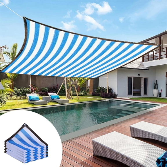 Sun Shade Sail Canopy, Rectangle UV Protection Patio Awning, Breathable High Density Net with Stainless O Rings for Backyard Swimming Pool Deck Courtyards