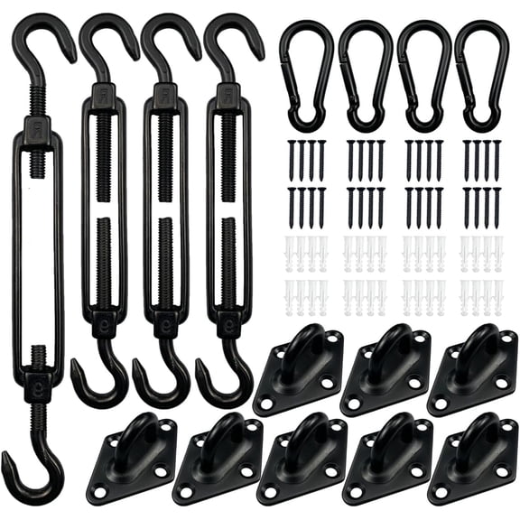 Sun Shade Sail Hardware Kit, 24 Pcs Awning Attachment Set, 6 inch Heavy Duty Sun Shade Sail Stainless Steel Hardware Kit for Garden Triangle and Square Shade Sail Installation D