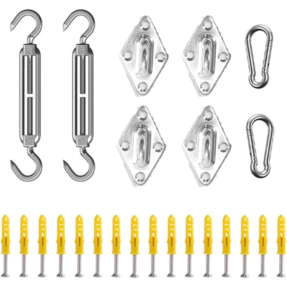 Sun Shade Sail Hardware Kit, 304 Stainless Steel for Triangle/Square/Rectangle Canopy, Heavy Duty Wind-Resistant Garden Patio Awning Accessories