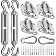thumbnail image 1 of Sun Shade Sail Hardware Kit, 5 Inch 304 Stainless Steel Sunshades Canopy Installation Kit for Garden Rectangle & Triangle Shade Sails, Heavy Duty Shade Sail Fixing Accessories, Awning Attachment Set, 1 of 5