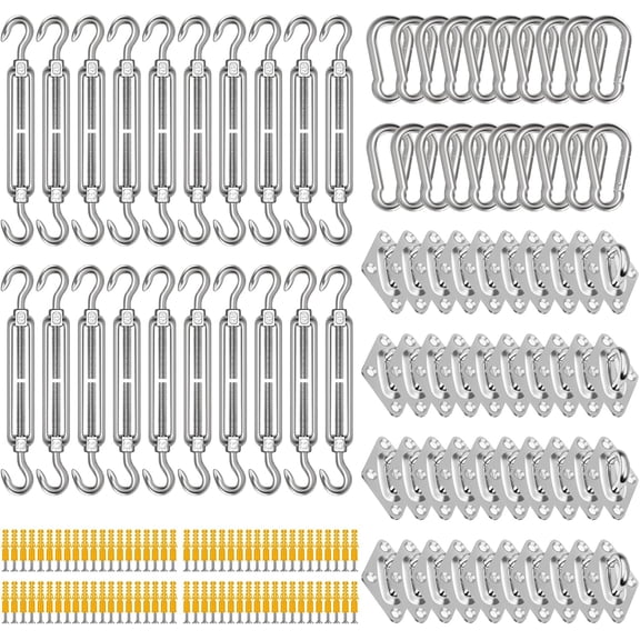 Sun Shade Sail Hardware Kit 5 Inch for Rectangle & Triangle Installation,400Pcs Stainless Steel Awning Attachment Set Outdoor Patio Canopy Garden