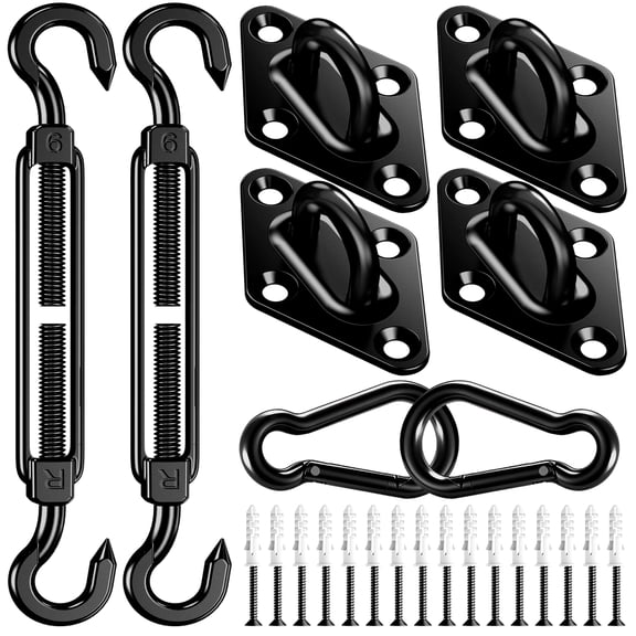 Sun Shade Sail Hardware Kit: 6 Inch 304 Stainless Sunshade Hardware for Rectangle & Triangle Shade Sail Installation, 40 Pcs Heavy Duty Canopy Accessories for Sun Shades Outdoor Patio Garden Backyard