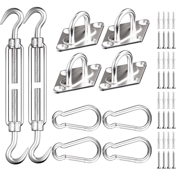 Sun Shade Sail Hardware Kit 6 Inch Heavy Duty 304 Stainless Set for Triangle & Rectangle Outdoor Patio Canopy Garden Installation, 40Pcs