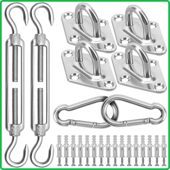 Sun Shade Sail Hardware Kit 6 Inch for Rectangle & Triangle Shade Sail Install, 304 Stainless Steel Sunshades Canopy Installation Kit for Garden Patio Outdoor, HeavyDuty Shade Sail Fixing Accessories