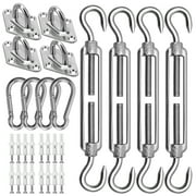 Sun Shade Sail Hardware Kit 6 Inch for Rectangle & Triangle Shade Sail Install, Stainless Steel Shade Sail Fixing Accessories for Outdoor Patio Canopy Garden, HeavyDuty Awning Attachment Set (44 Pcs)