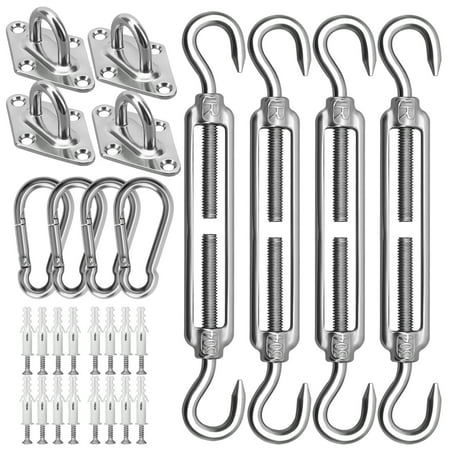 Sun Shade Sail Hardware Kit 6 Inch for Rectangle & Triangle Shade Sail Install, Stainless Steel Shade Sail Fixing Accessories for Outdoor Patio Canopy Garden, HeavyDuty Awning Attachment Set (44 Pcs)