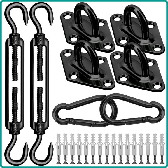 Sun Shade Sail Hardware Kit 6 Inch for Rectangle & Triangle Shade Sail Install, Stainless Steel Shade Sail Fixing Accessories for Outdoor Patio Canopy Garden, HeavyDuty Awning Attachment Set (40 Pcs)