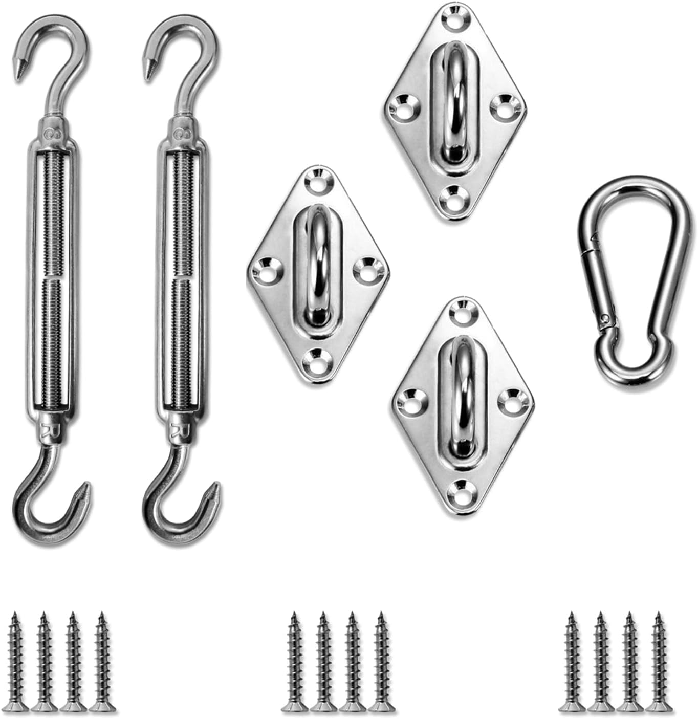 Heavy Duty Silver Stainless Steel Triangle Shade Sail Hardware Kit