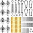 thumbnail image 1 of Sun Shade Sail Hardware Kit 80pcs for Rectangle Triangle Sun Shade Sails Canopy Installation 304 Stainless Steel Accessories Set for Outdoor Garden (4 * 6inch M6 Turnbuckles), 1 of 5