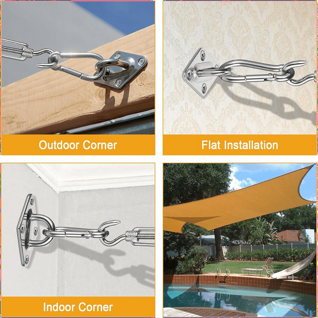 Sun Shade Sail Hardware Kit 80pcs for Rectangle Sun Shade Sails Canopy ...