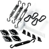 Sun Shade Sail Hardware Kit Awning Attachment Set for Garden Square and Rectangle Heavy Duty Sun Shade Sail Fixing Kit - Black 44PCS