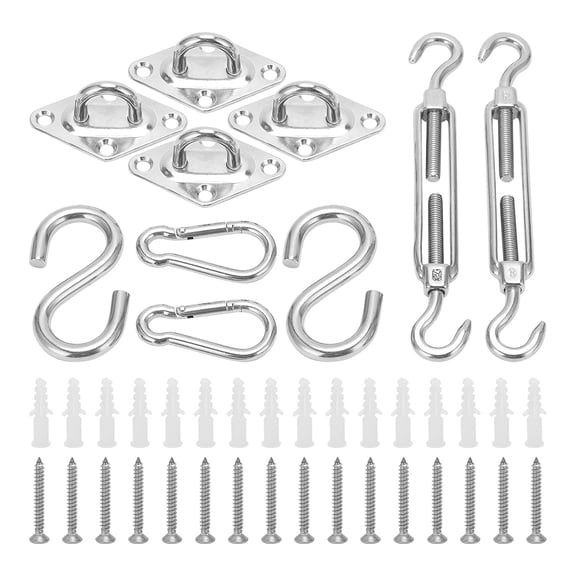Sun Shade Sail Hardware Kit Heavy Duty Stainless Steel Rust Proof Adjustable Turnbuckle for Outdoor Patio Garden Sunshade Canopy Installation 42pcs Set