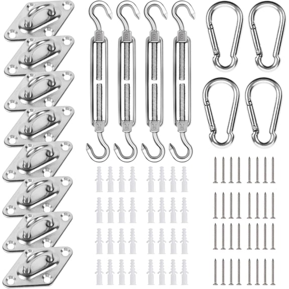 Sun Shade Sail Hardware Kit - Stainless Steel Mounting Kit for Sails,Outdoor Canopy Supplies, Awning Attachment Set, Shade Accessory for Patio Lawn D