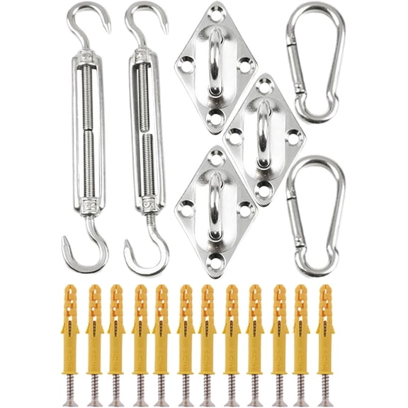 Sun Shade Sail Hardware Kit - Stainless Steel Mounting Kit for Sails,Outdoor Canopy Supplies, Awning Attachment Set, Shade Accessory for Patio Lawn