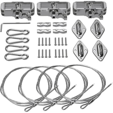 Sun Shade Sail Hardware Kit with 24' (6'x4) Cable Wire Rope, Rectangle Shade Sail Installation Kit for Deck Yard Garden