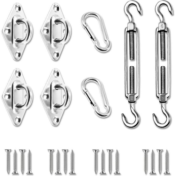 Sun Shade Sail Hardware Kit with 6" Turnbuckles for Rectangle Sun Shade Sail Canopy Installation B