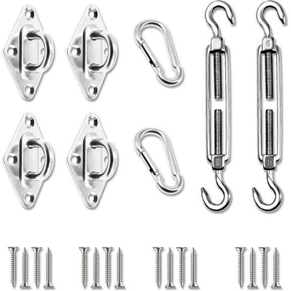 Sun Shade Sail Hardware Kit with 6" Turnbuckles for Rectangle Sun Shade Sail Canopy Installation B
