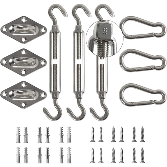 Sun Shade Sail Kit 8 Inches for Rectangle or Triangle Sails, Heavy Duty Stainless Steel for Outdoor Using B