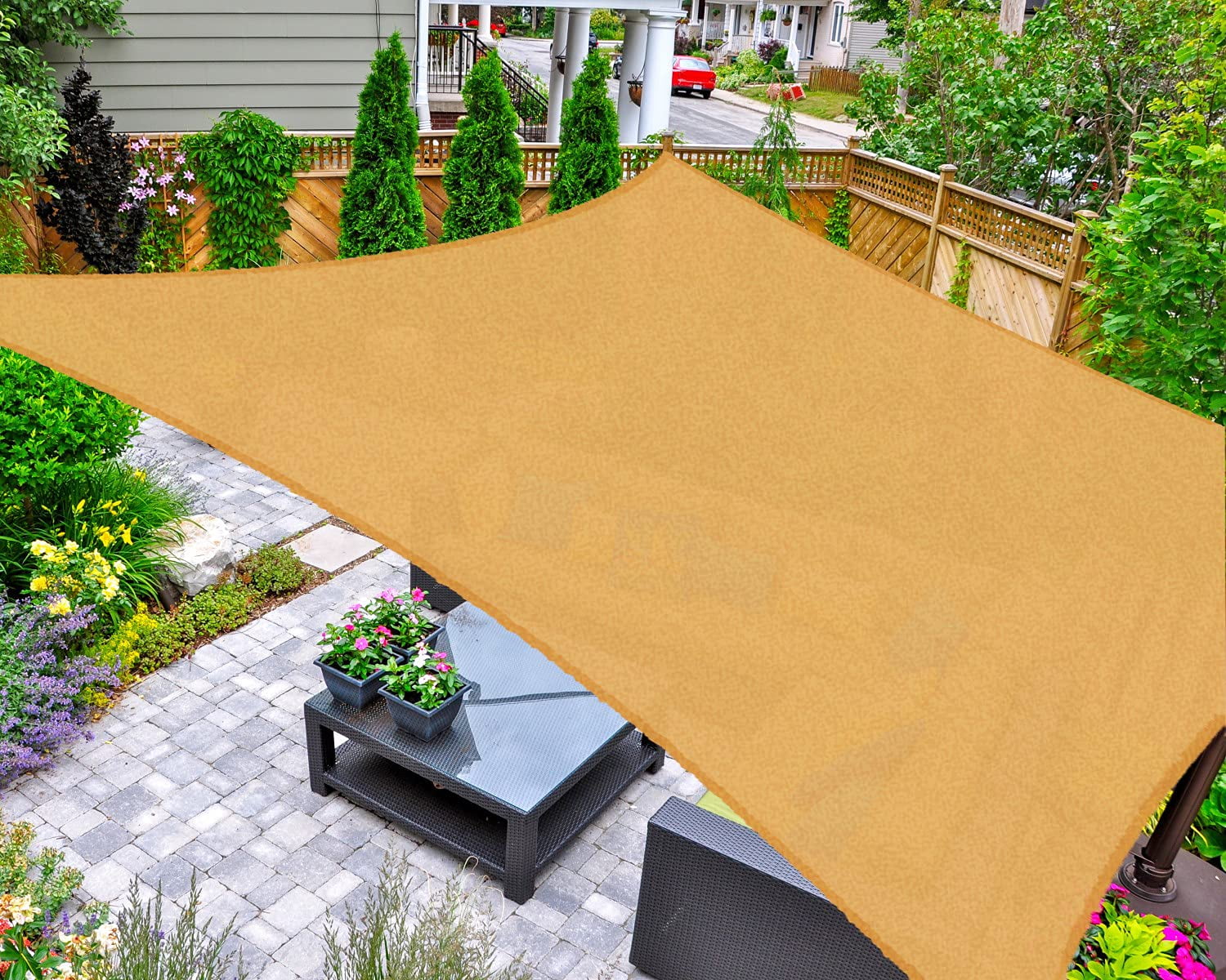 Sun Shade Sail Rectangle, 10' x 13' UV Block Canopy for Patio Backyard Lawn Garden Outdoor Activities, Sand