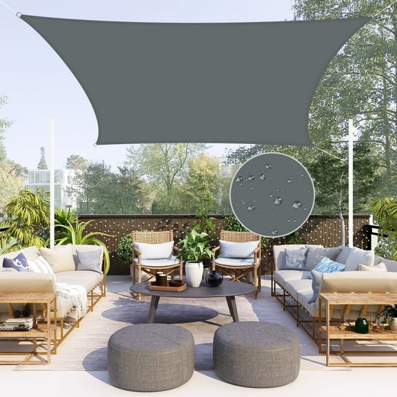 Sun Shade Sail Rectangle 6.5/10/12/13/16FT Waterproof Outdoor Garden Patio Party Sunscreen Awning Canopy 98% UV Block With Free Rope