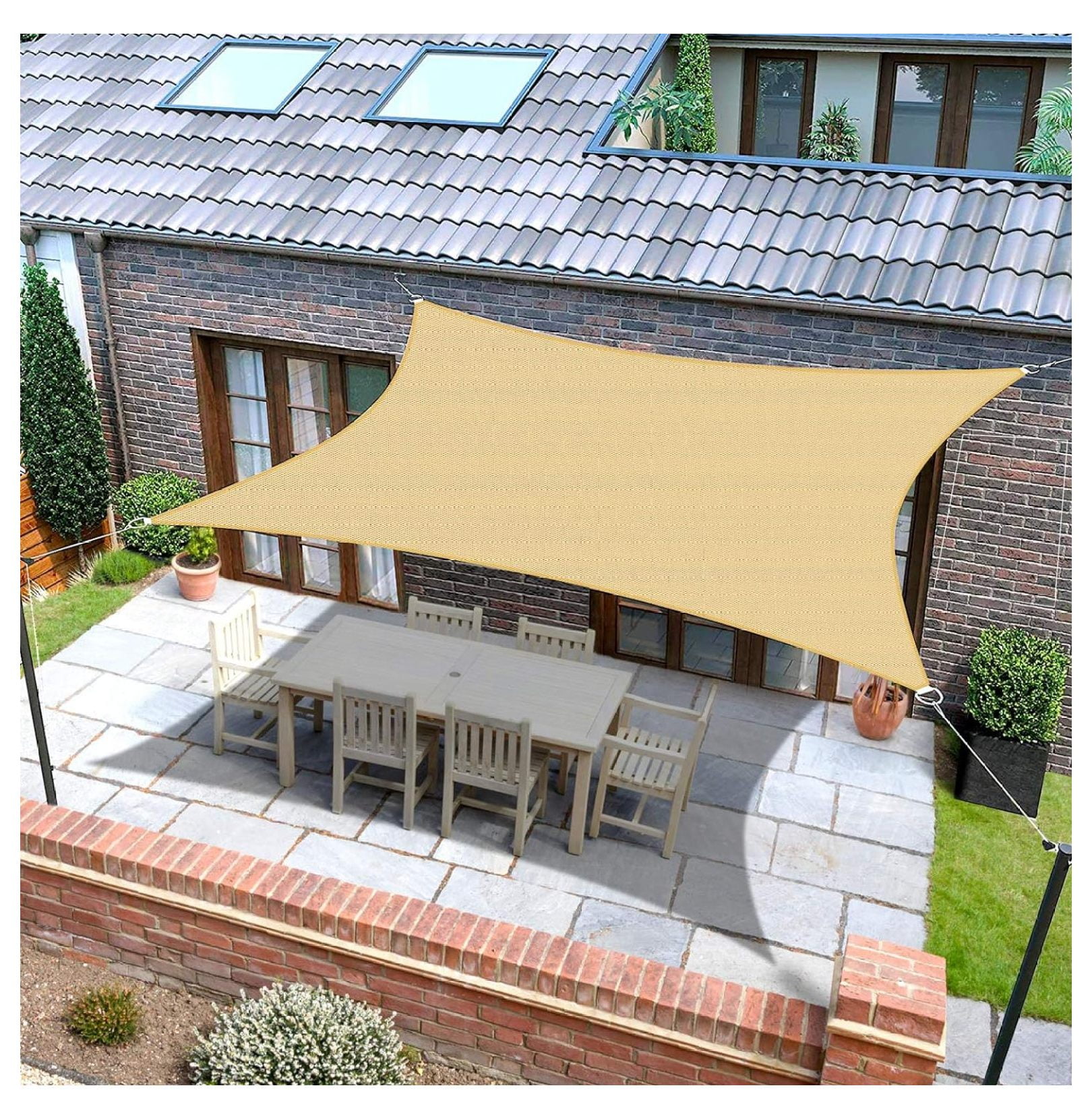 Sun Shade Sail, Rectangle 6.5’ x 10’ Shade Canopy, Sunrays Block Awning ...