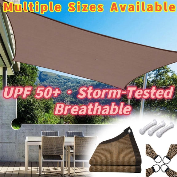 Sun Shade Sail Rectangle, Waterproof Outdoor Garden Patio Party Sunscreen Awning Canopy, 98% UV Block, with Free Rope and Four Hooks _ 19.7x6.5 FT