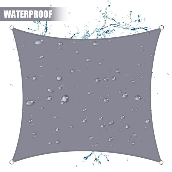 Sun Shade Sail Square 12' x 12' Outdoor Canopy Cover UV Block for Backyard Porch Pergola Deck Garden Patio(Light Gray)