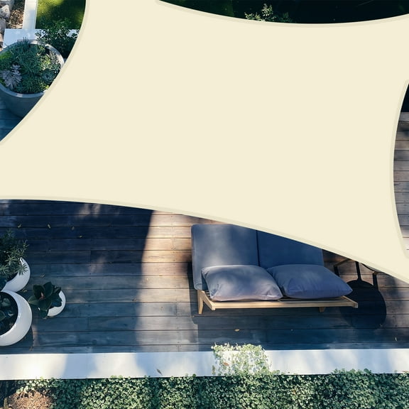 Sun Shade Sail Square 6.5' x 6.5' Outdoor Canopy Cover UV Block for Backyard Porch Pergola Deck Garden Patio(Beige)