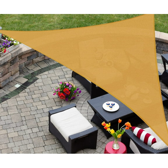 Sun Shade Sail Triangle, 185GSM Shade Sails UV Block Canopy for Patio Backyard Lawn Garden Outdoor Activities (Sand, 16' x 16' x 16')