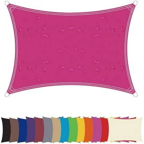 Sun Shade Sail Waterproof Sunscreen 98% UV Block Garden Beach  Awning Canopy (14'x14'x19.7', Rose)$$Garden &