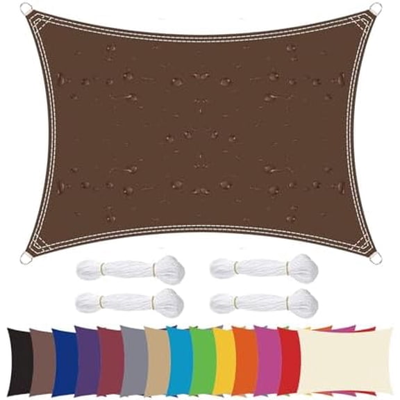 Sun Shade Sail Waterproof Sunscreen 98% UV Block Garden Beach Patio Awning Canopy (10'x10'x14', Brown)$$Garden & Patio