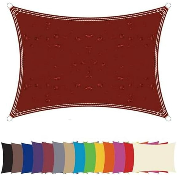 Sun Shade Sail Waterproof Sunscreen 98% UV Block Garden Beach Patio Awning Canopy (12'x12'x16', Wine Red)$$Garden & Patio