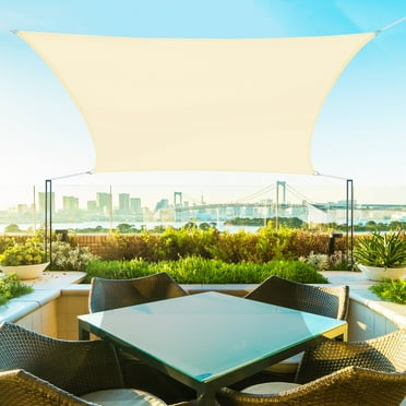 Sun Shade Sail, Y2Konexi 6.6'x6.6' Square Terylene Waterproof Sunshade, 95% UV Block Canopy 260GSM for Outdoor Patio Lawn Garden Backyard - Beige