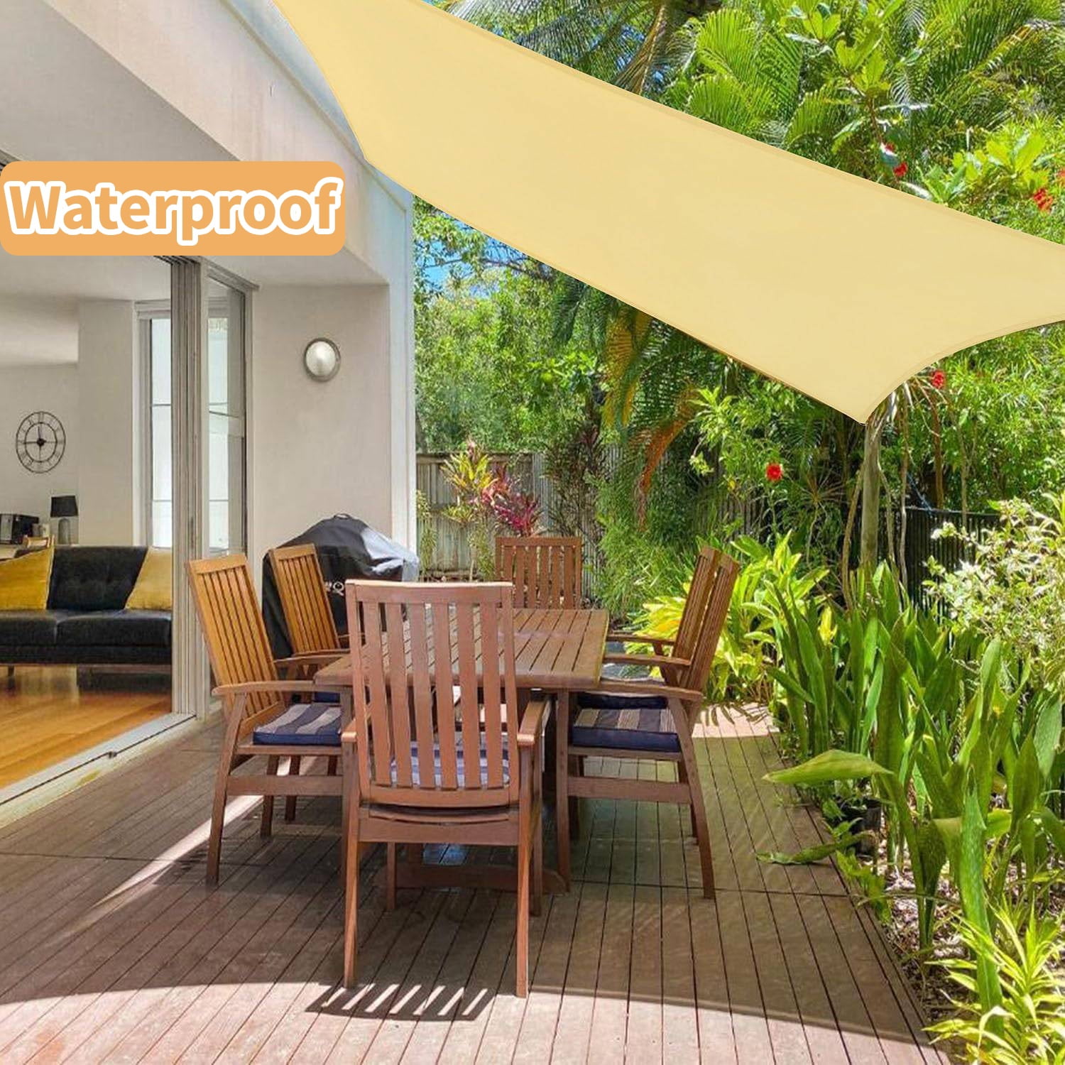 Sun Shade Sail for Patio, Yamaziot 10'x13' Rectangle Canopy, Waterproof UV Block Cover Sunshade for Outdoor Backyard Lawn Garden Pool, Beige Sand