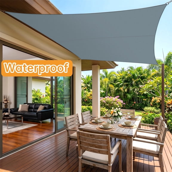 Sun Shade Sail for Patio, Yamaziot 10'x13' Rectangle Canopy, Waterproof UV Block Cover Sunshade for Deck Outdoor Backyard Lawn Garden Pool, Grey