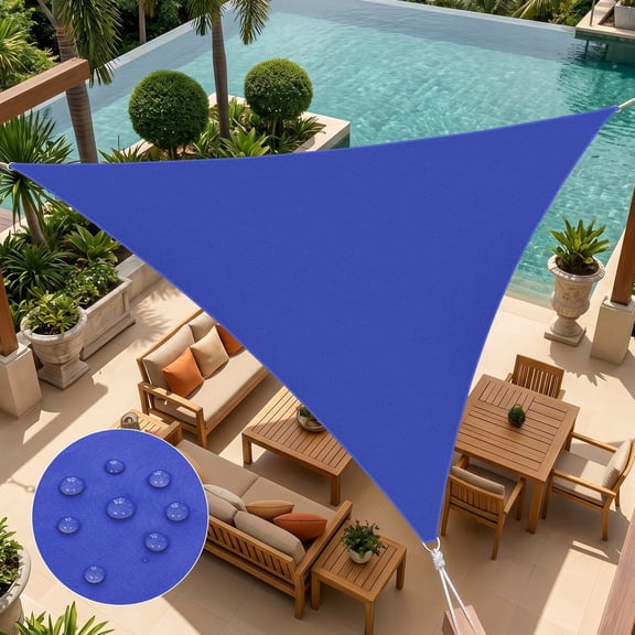 Sun Shade Sail for Patio, Yamaziot 12x12x12 ft Triangle Canopy, Waterproof UV Block Cover Sunshade for Outdoor Backyard Lawn Garden Pool, Blue