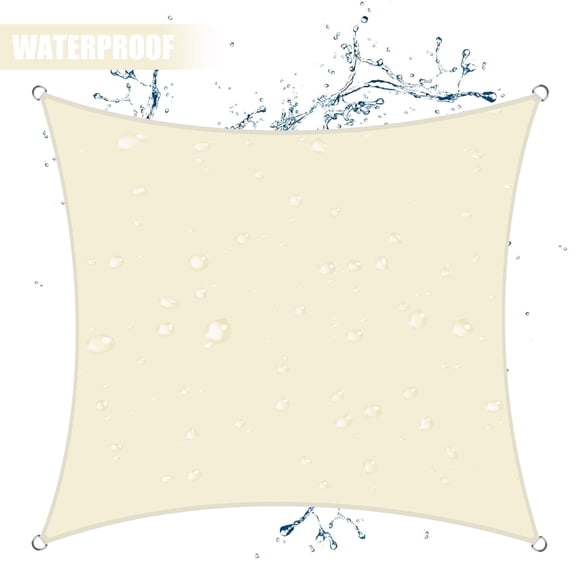 Sun Shade Sails ,6.5FT Square Waterproof Canopy ,UV Block Awning for Outdoor Patio Backyard Garde ,Beige