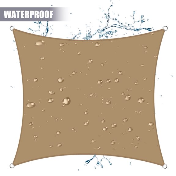 Sun Shade Sails ,6.5FT Square Waterproof Canopy ,UV Block Awning for Outdoor Patio Backyard Garde ,Brown