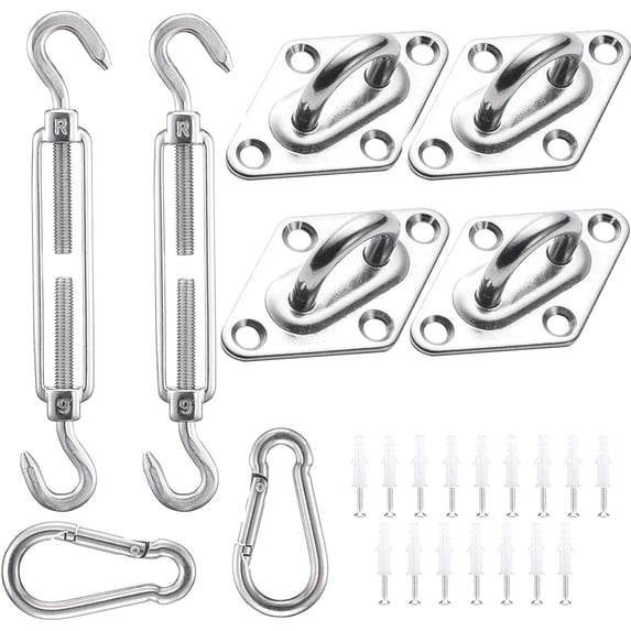 Sun Shade Sails Hardware Kit 6 Inch for Rectangle Triangle Shade Sail Installation, 304 Anti-Rust Stainless Steel Kit for Outdoor Patio Garden (40Pcs)
