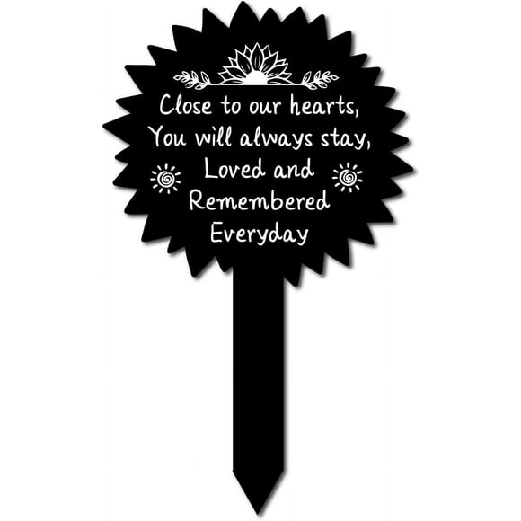 Sun Shape Memorial Stakes Grave Printing Remembrance Plaque Acrylic Waterproof Memorial Garden Stake for Outdoors Yard Grave Decoration Memorial Gifts 10 x 6inch